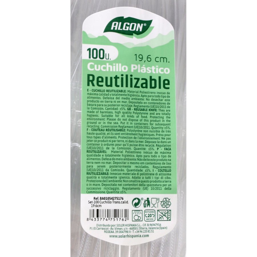 Knivst Algon Genanvendelig Hvid 10 enheder 19,6 cm #10