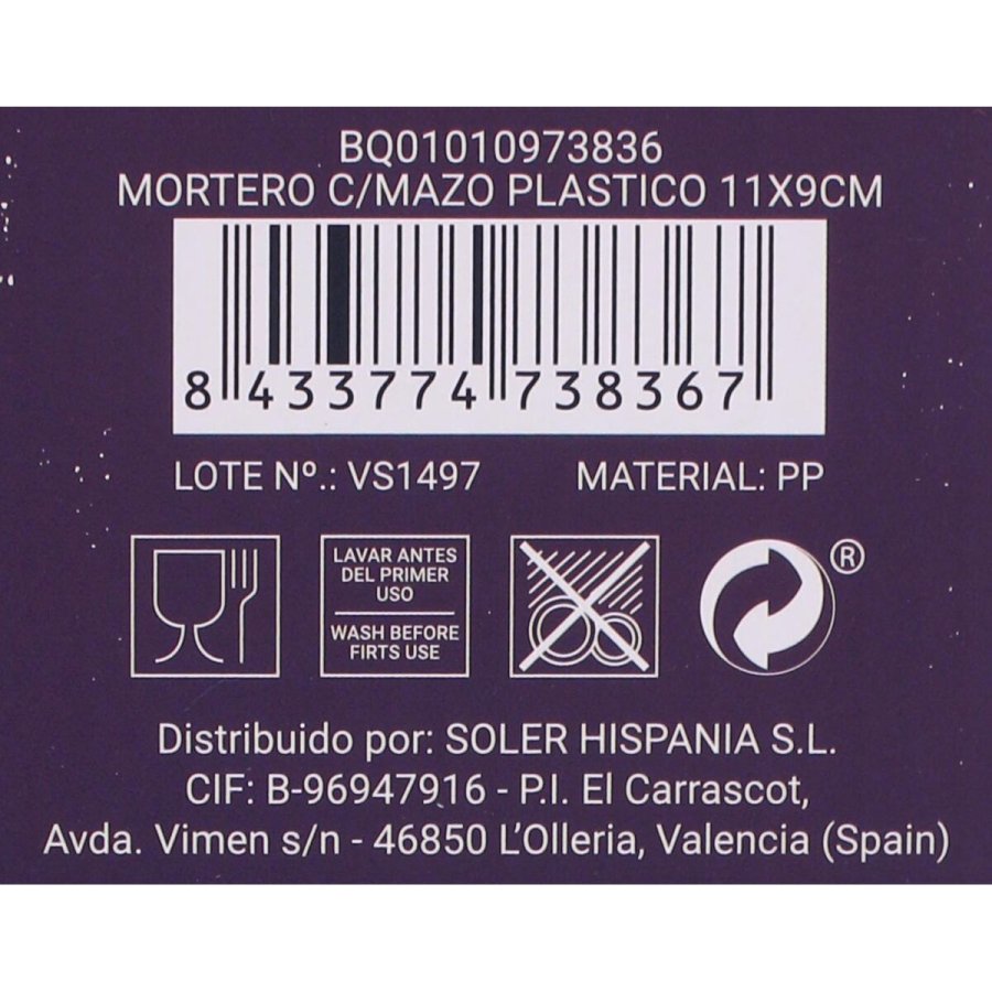 Morter Quttin Plastik 11 x 9 cm Sort (12 enheder) #10