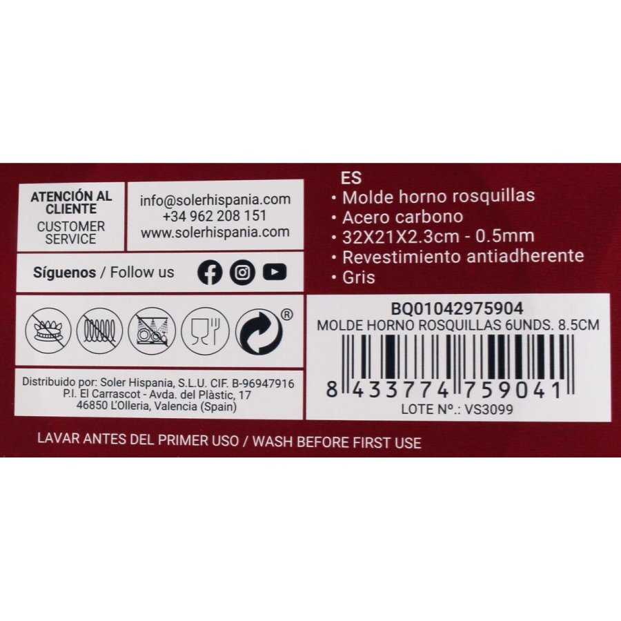 Bageform Quttin Donuts Kulstofstl Sort 32 x 21 x 2,3 cm (12 enheder) #10