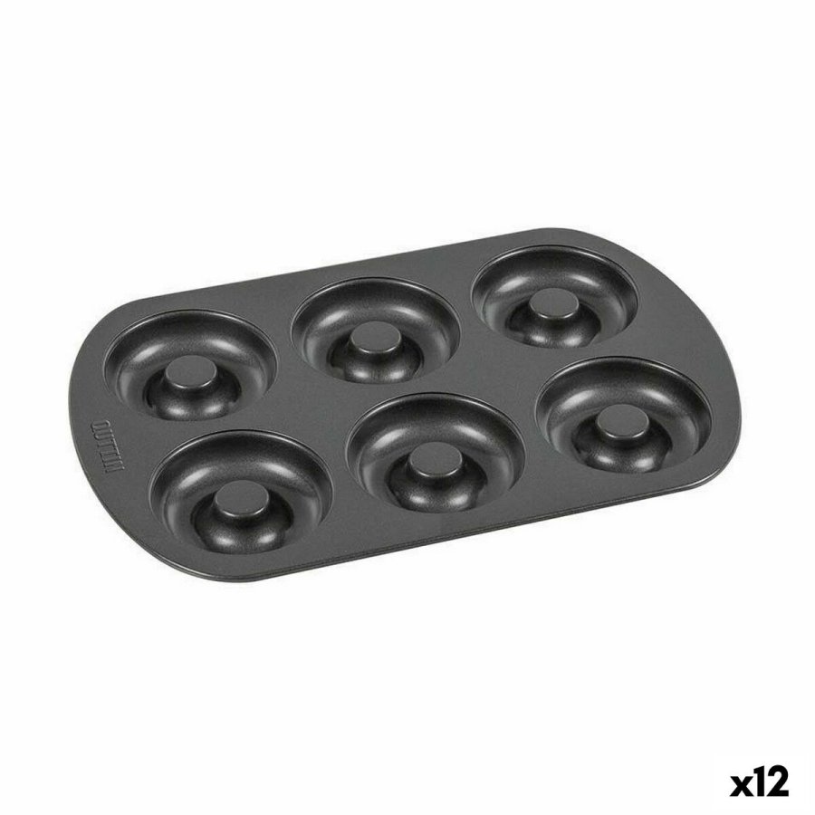 Bageform Quttin Donuts Kulstofstl Sort 32 x 21 x 2,3 cm (12 enheder) #1