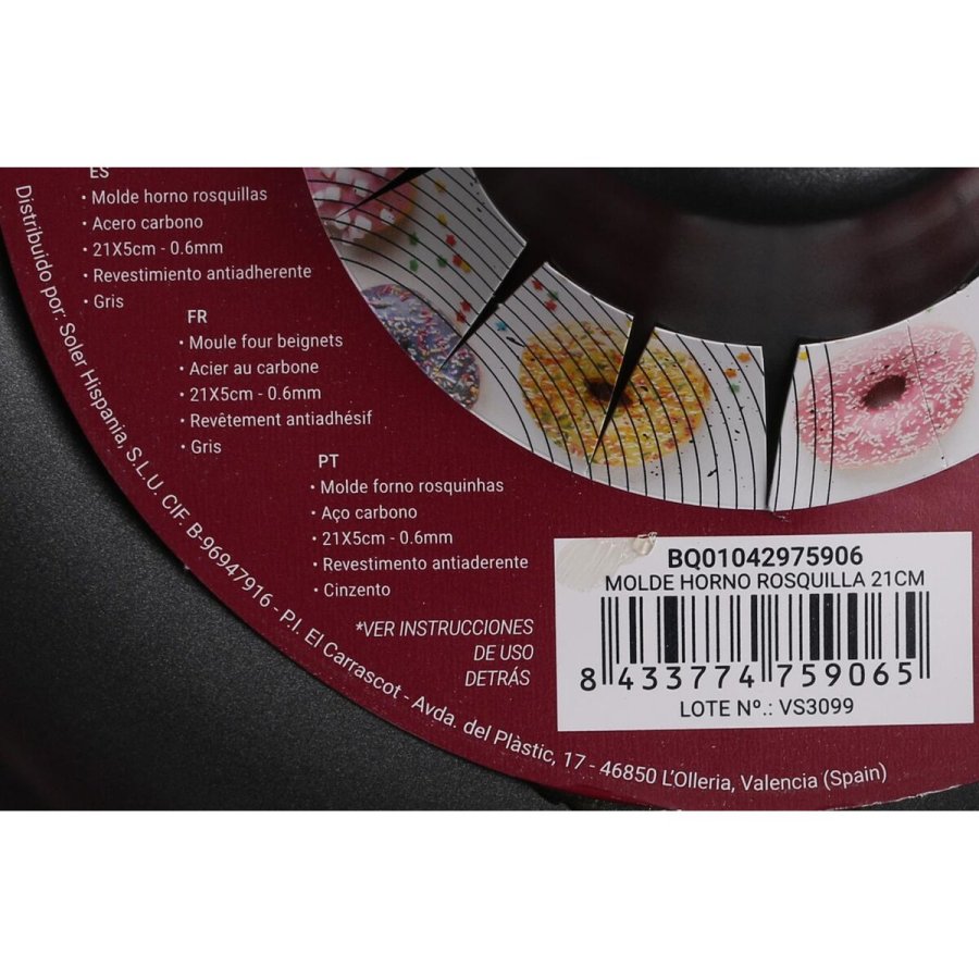 Bageform Quttin Donuts Kulstofstl Sort  21 cm 21 x 5 cm (12 enheder) #10