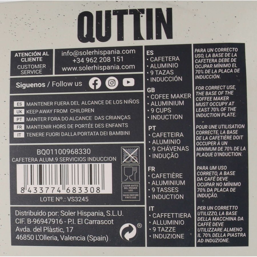 Italiensk Kaffekande Quttin Aluminium 9 Kopper (6 enheder) #7