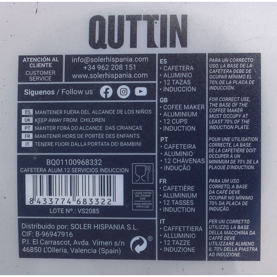 Italiensk Kaffekande Quttin Aluminium 12 Skodelice (6 enheder) #7