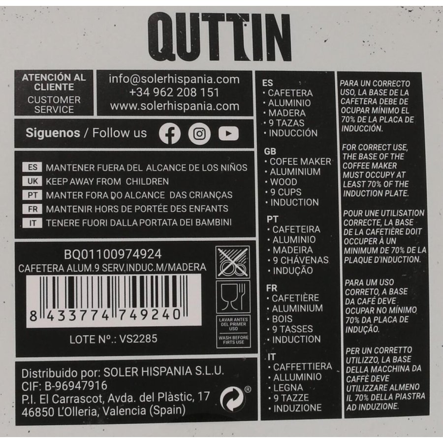 Italiensk Kaffekande Quttin Tr Aluminium 9 Kopper (6 enheder) #7