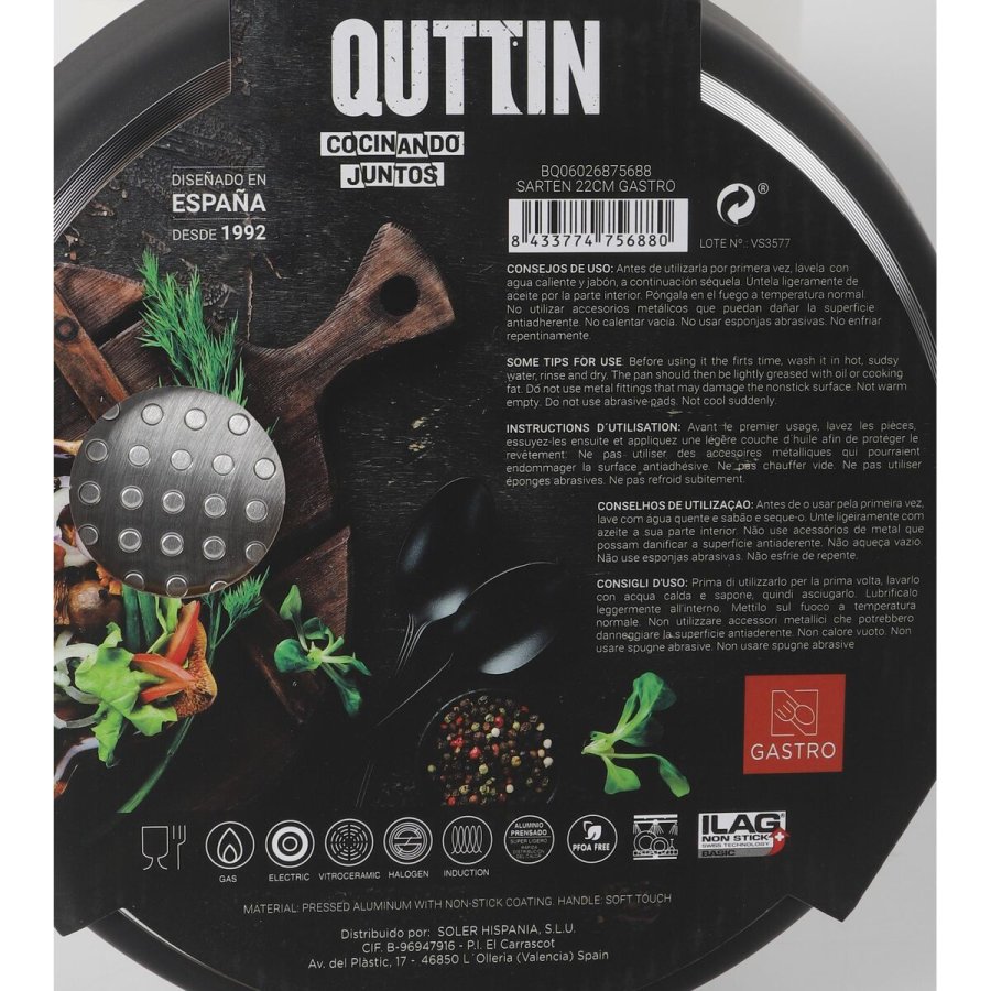 Stegepande Quttin Gastro Sort Orange 37,5 x 23 x 5 cm (6 enheder) #10