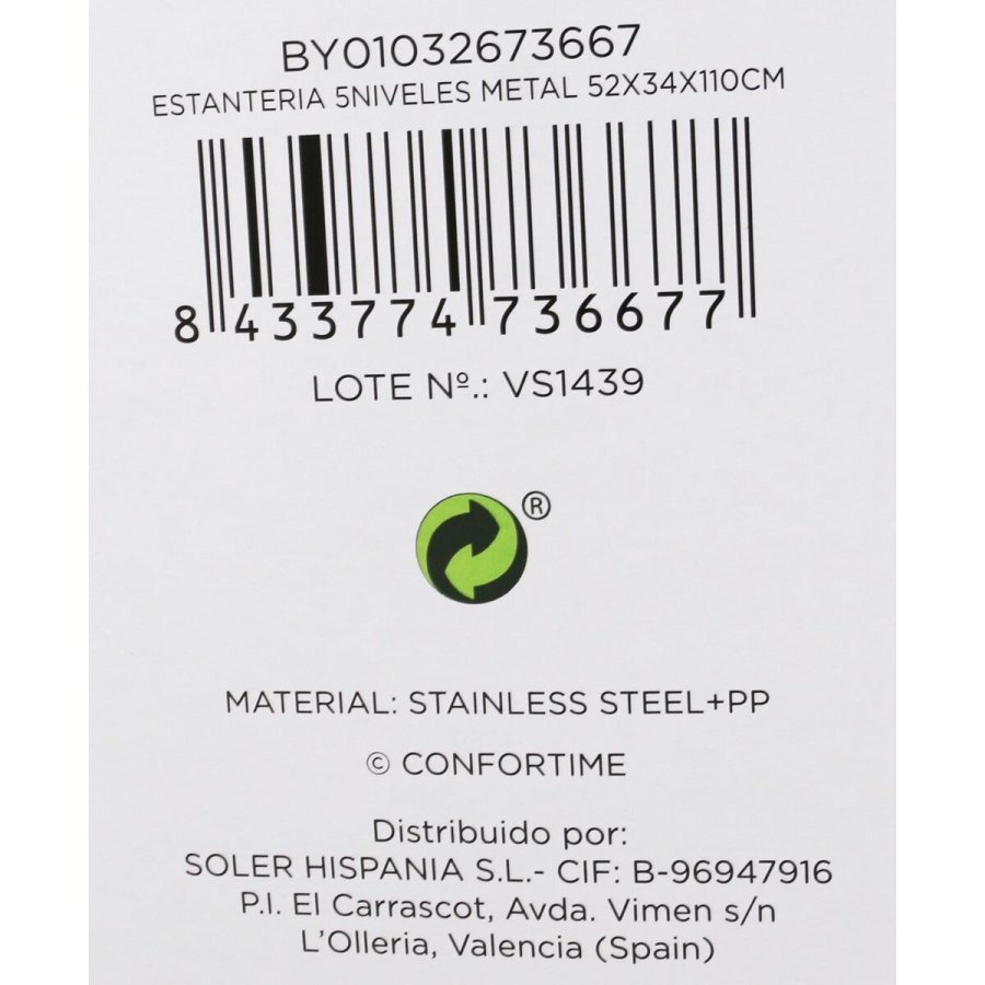 Hylder Confortime Metal Sort 52 x 34 x 110 cm (2 enheder) #3