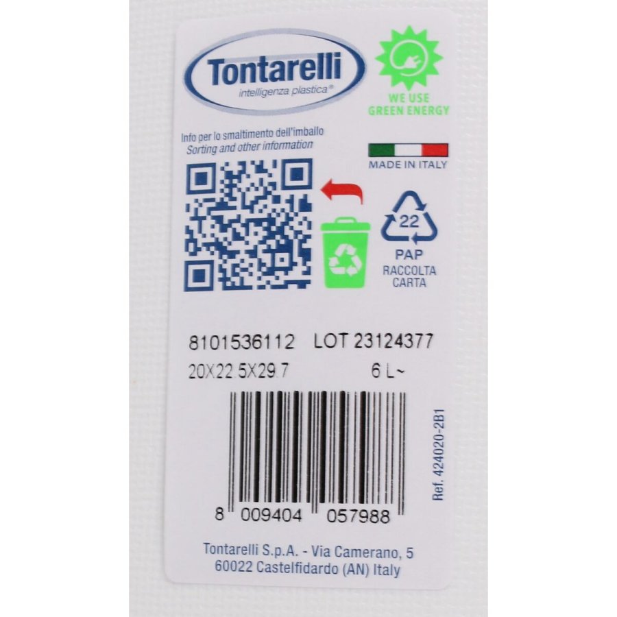 Affaldsspand med pedal Tontarelli Carolina 6 L Hvid 20 x 22,5 x 29,7 cm (4 enheder) #9