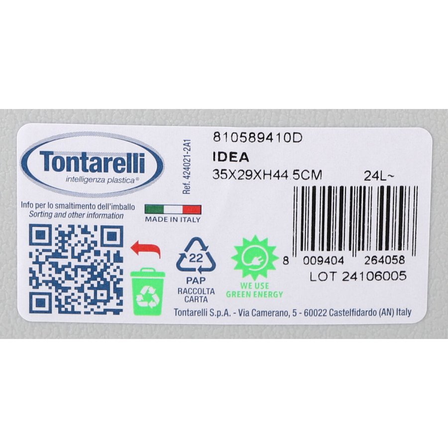 Affaldsspand med pedal Tontarelli Idea 24 L Sort Gr 35 x 29 x 44,5 cm (4 enheder) #9