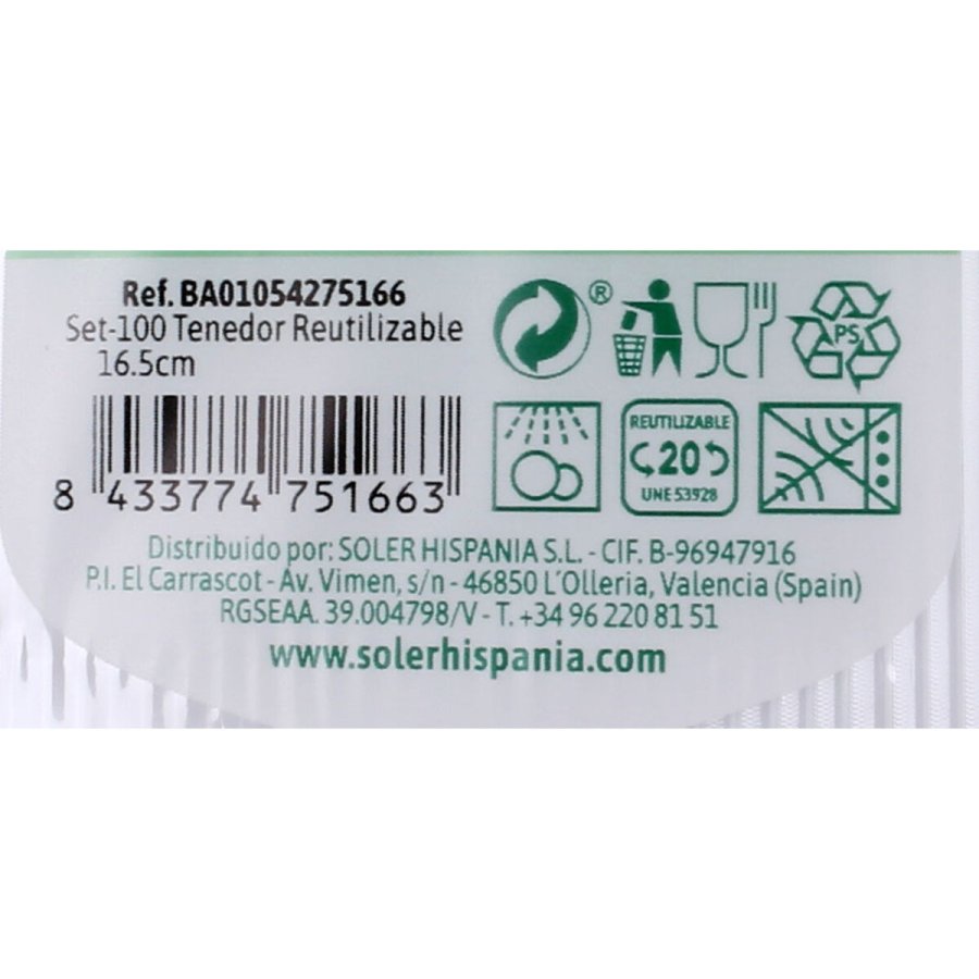 Genanvendeligt gaffelst Algon 100 Dele 16,5 cm (20 enheder) #10