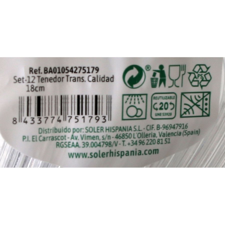 Genanvendeligt gaffelst Algon 12 Dele 18 cm (36 Enheder) #10
