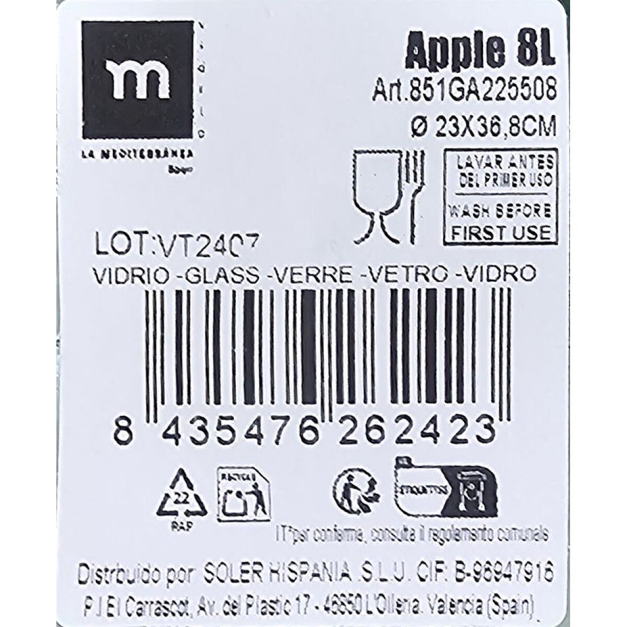 Dekorativ beholder La Mediterrnea Apple Glas  23 x 36,8 cm (2 enheder) #4