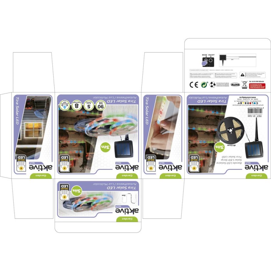 Lysstrimmel Aktive LED Multifarvet Have 3 m (6 enheder) #6