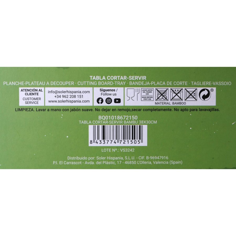 Skrebrt Quttin Bambus 38 x 30 x 1 cm (12 enheder) #7