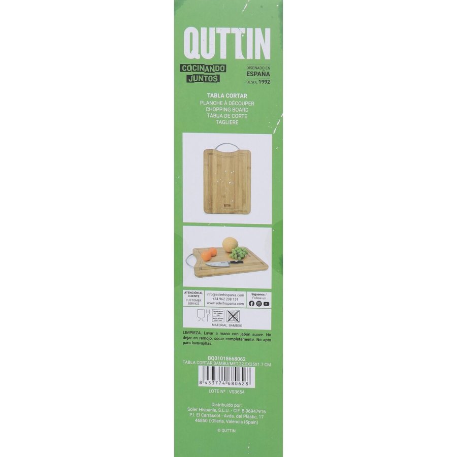 Skrebrt Quttin Bambus 32,5 x 25 x 1,7 cm (8 enheder) #13