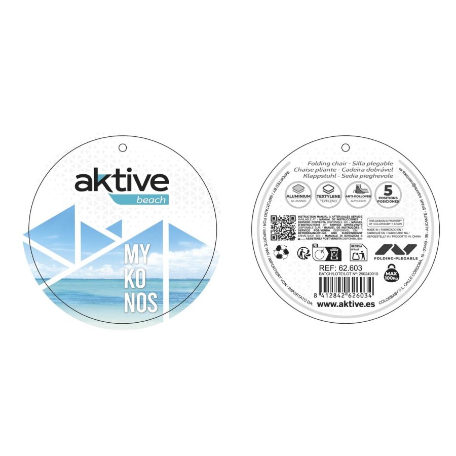 strandstol Aktive Mykonos Bl 47 x 93 x 63 cm (4 enheder) #4