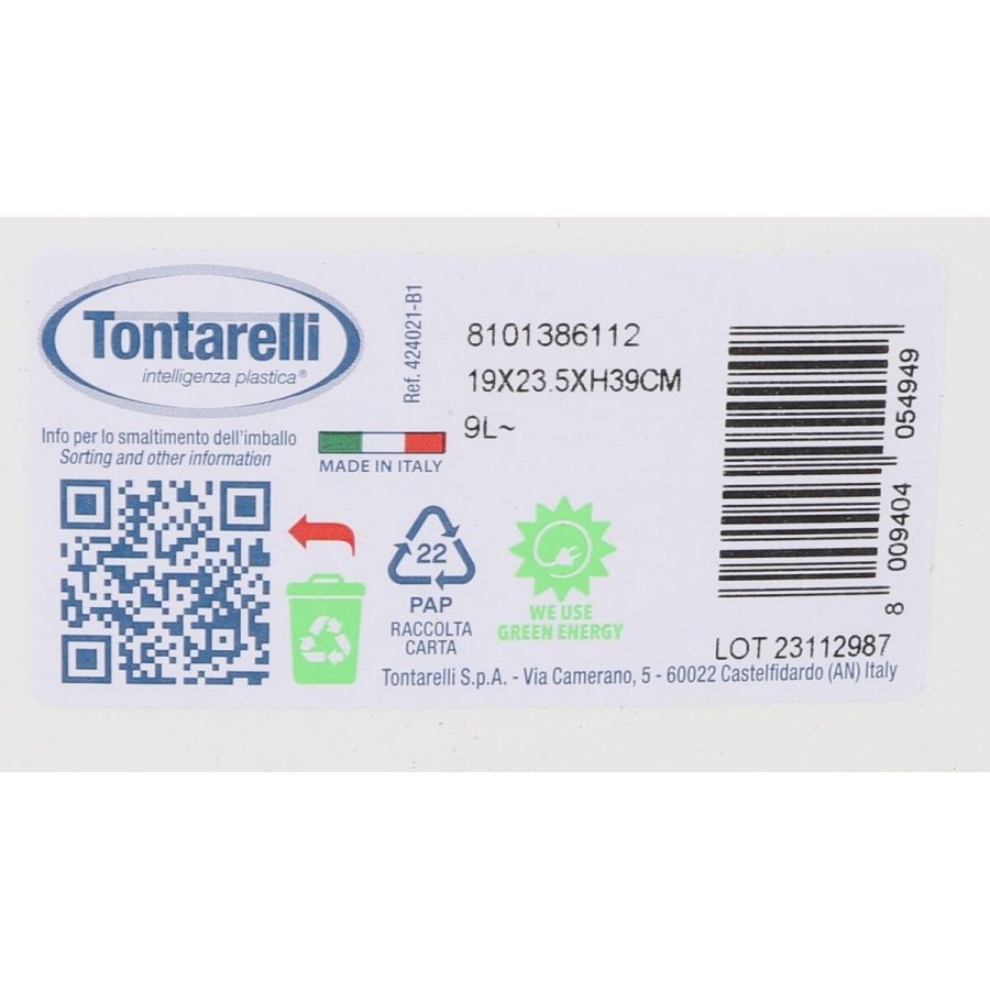 Papirkurv Tontarelli Aurora Hvid 9L Med lg (12 enheder) #9