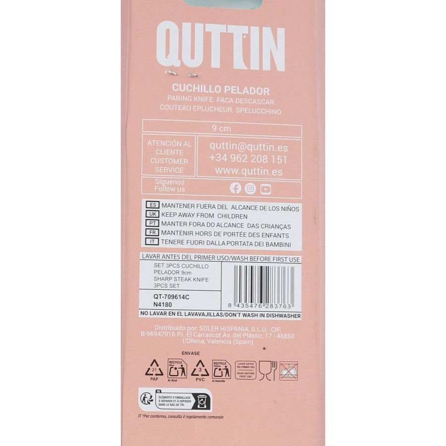Skrlknivsst Quttin Basic Multifarvet Rustfrit stl 9 cm 3 Dele (18 enheder) #13