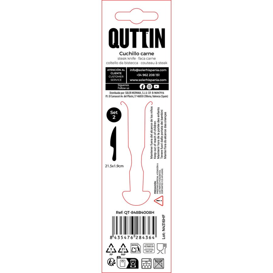 Kdkniv St Quttin Classic Slvfarvet Rustfrit stl 21,5 x 1,9 cm 2 Dele (12 enheder) #10