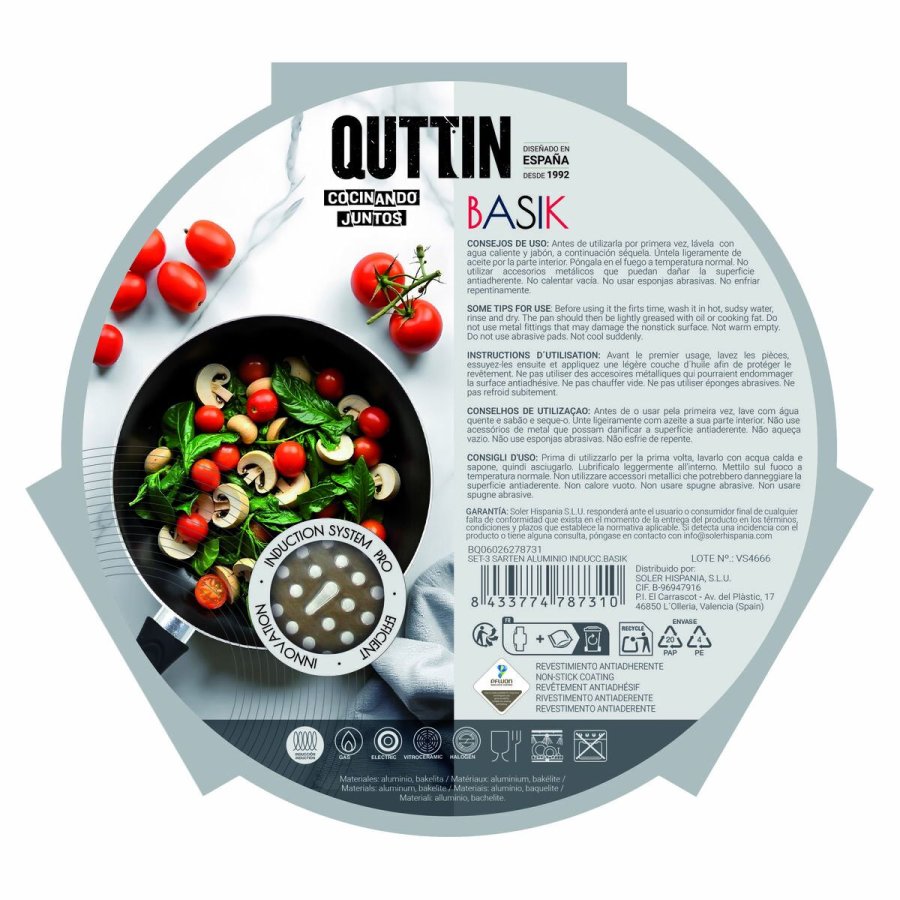 St med Stegepander Quttin Aluminium 24 cm 3 Dele (4 enheder) #1