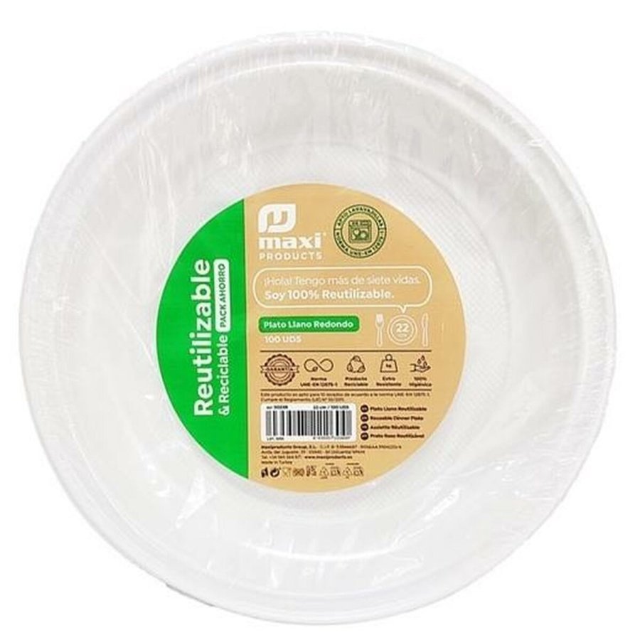 S�t af genanvendelige tallekener Maxi Products Hvid Plastik � 22 cm 100 Dele (8 enheder) #2