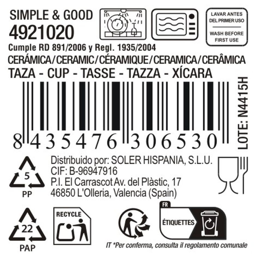 Te- og kaffekop La Mediterr�nea Simple&good 90 ml (24 enheder) #7