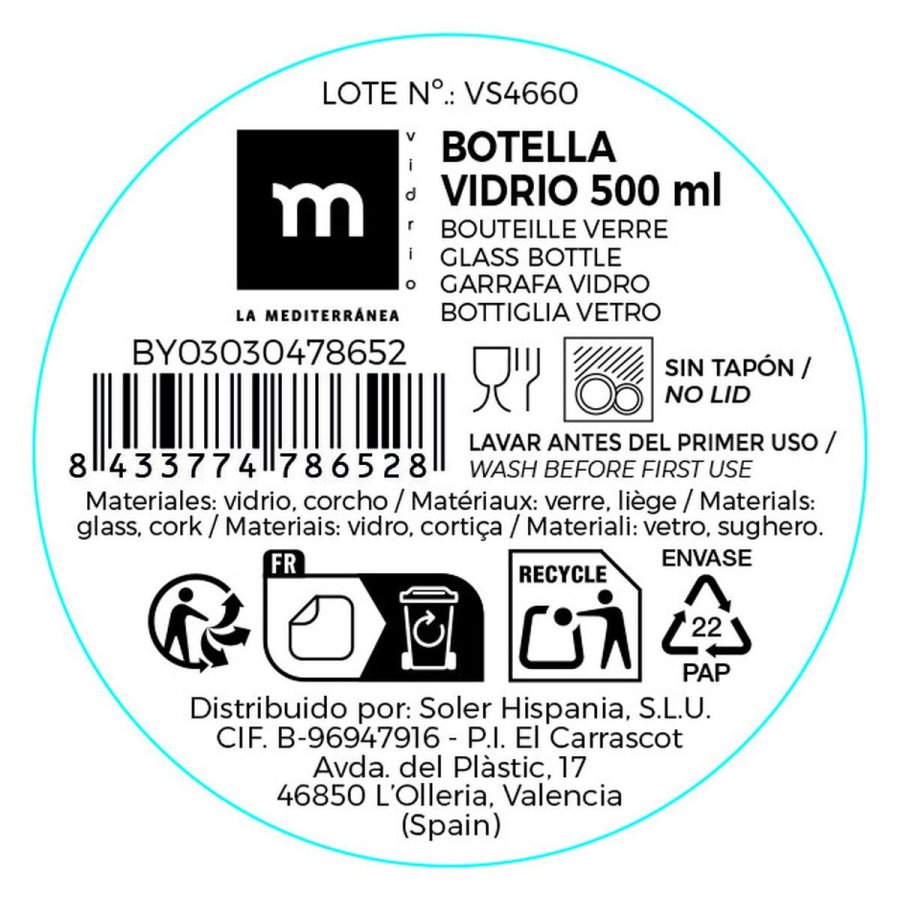 Glasflaske La Mediterr�nea Kork Glas 500 ml (24 enheder) #7