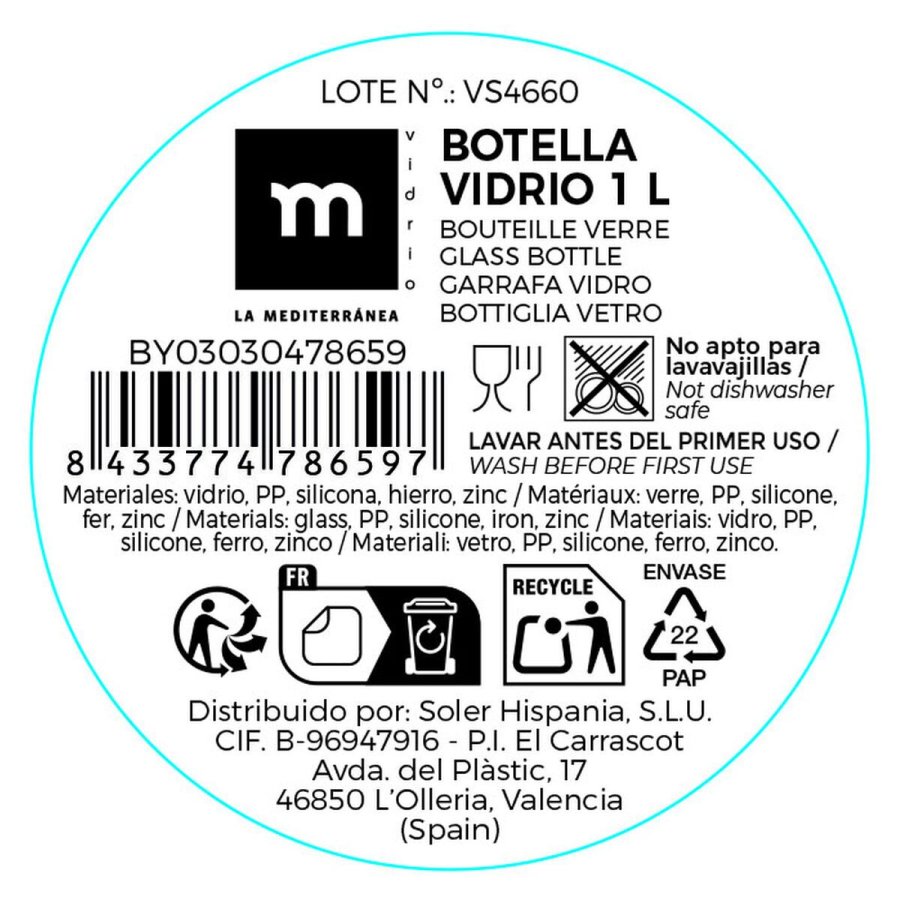 Glasflaske La Mediterr�nea Gennemsigtig Glas 1 L (12 enheder) #6