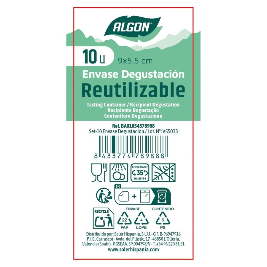 S�t af genanvendelige sk�le Algon Gennemsigtig Plastik 9 x 5,5 cm 10 Dele (24 enheder) #6