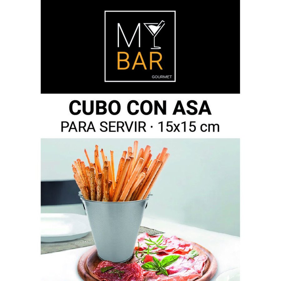 Spand med hanke My Bar S�lvfarvet St�l 15 x 10 x 15 cm (24 enheder) #7