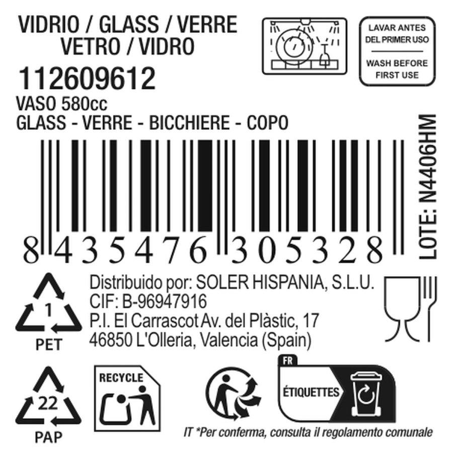 Glas La Mediterr�nea Cares Gennemsigtig Glas 580 ml (36 Enheder) #4