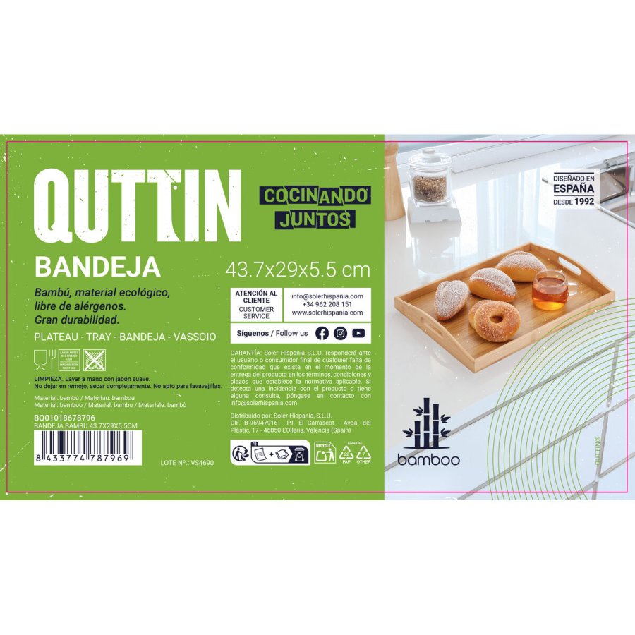 Bakke Quttin Brun Bambus 43,7 x 29 x 5,5 cm (8 enheder) #6