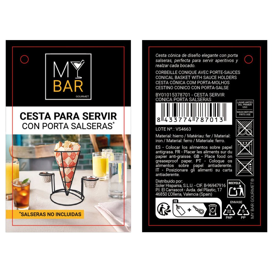 Kurv til pr�sentation af aperitiffer My Bar Sort � 5,3 cm 23 x 13 x 18,5 cm Jern (12 enheder) #5