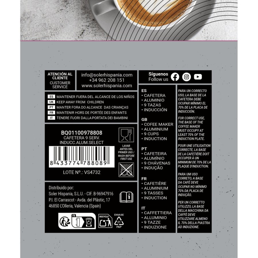 Italiensk Kaffekande Quttin Aluminium 0,45 L (6 enheder) #6