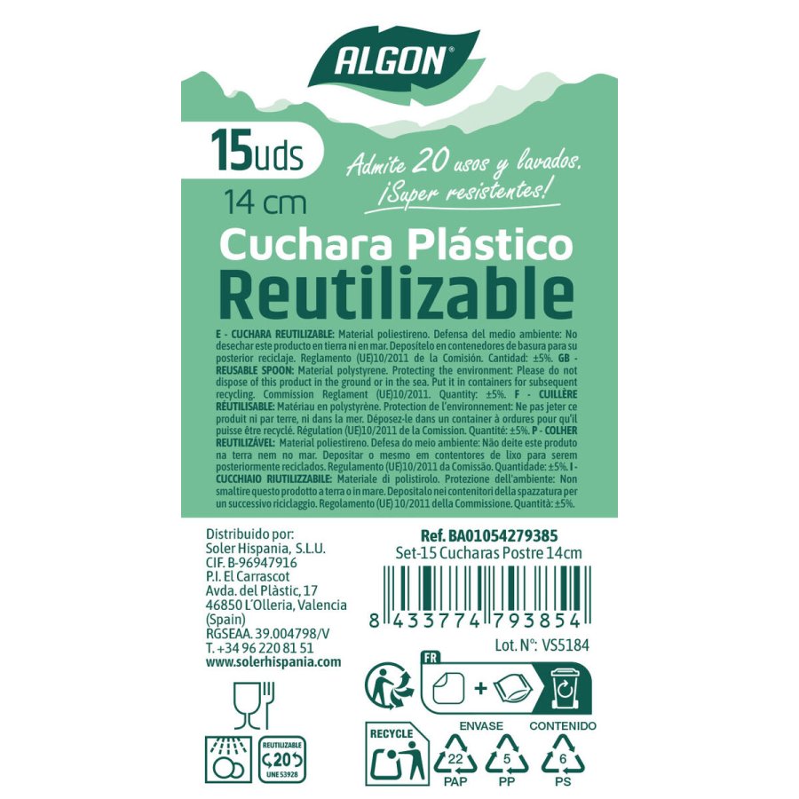 Genanvendeligt skest Algon Gennemsigtig 14 cm 15 Dele (24 enheder) #5