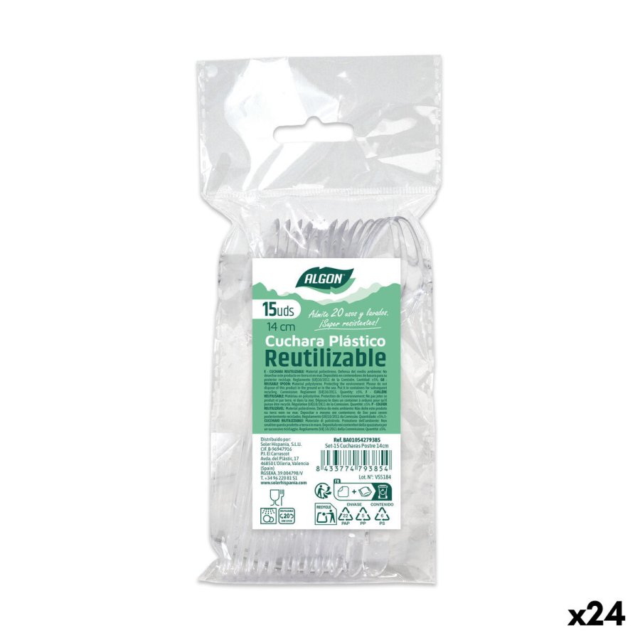 Genanvendeligt skest Algon Gennemsigtig 14 cm 15 Dele (24 enheder) #1