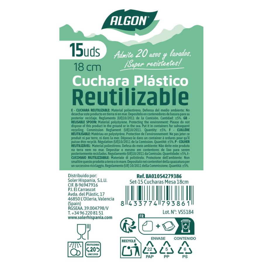 Genanvendeligt skest Algon Gennemsigtig 18 cm 15 Dele (24 enheder) #5