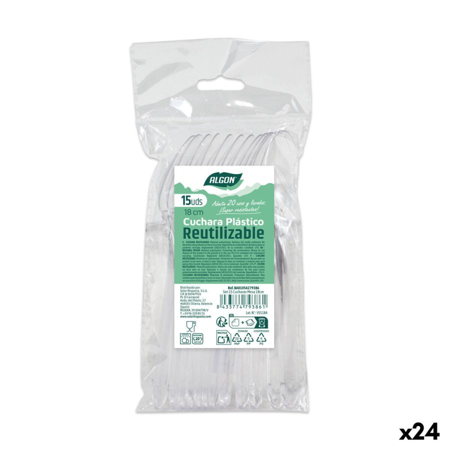 Genanvendeligt skest Algon Gennemsigtig 18 cm 15 Dele (24 enheder) #1