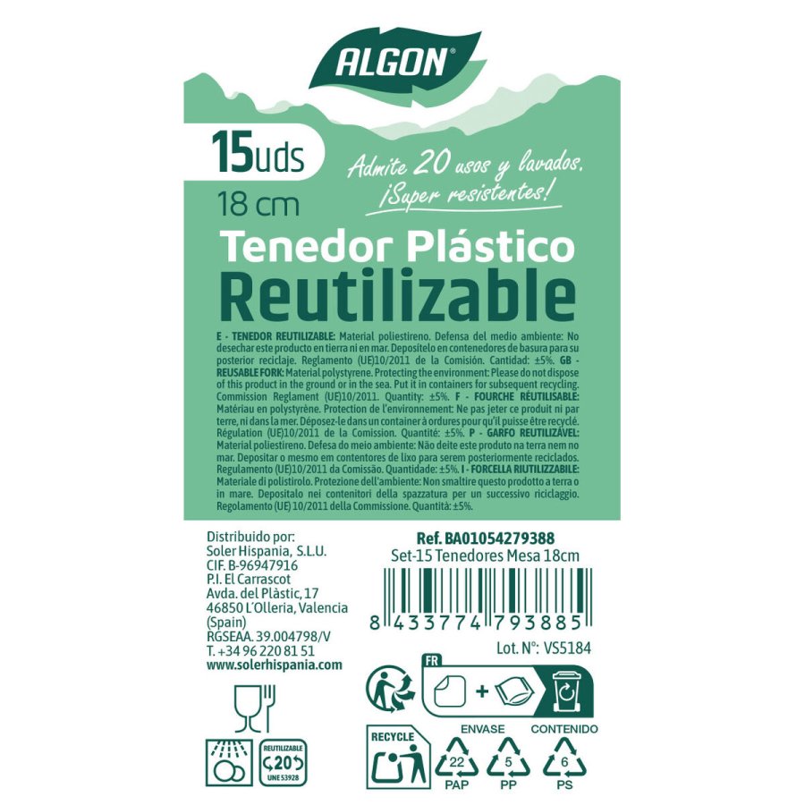 Genanvendeligt gaffelst Algon Gennemsigtig 18 cm 15 Dele (24 enheder) #4