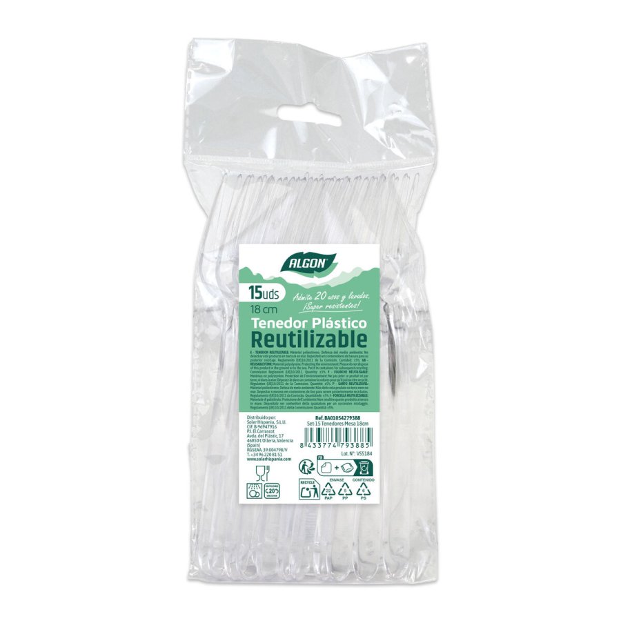 Genanvendeligt gaffelst Algon Gennemsigtig 18 cm 15 Dele (24 enheder) #3