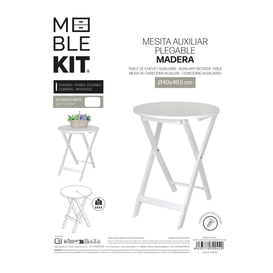 Sofabord MobleKit Hvid 40 x 40 x 49,5 cm (4 enheder) #5