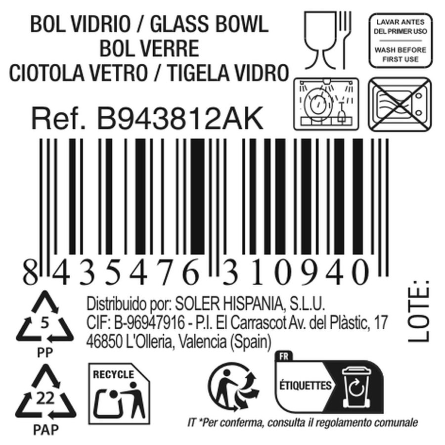 Sk�l La Mediterr�nea Diamond Gennemsigtig Glas � 12 cm (24 enheder) #4