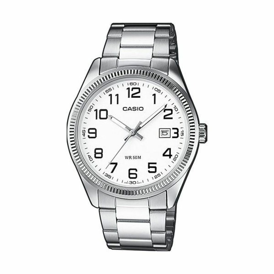 Unisex ur Casio DATE Hvid Slvfarvet ( 39 mm) ( 38,5 mm) #1