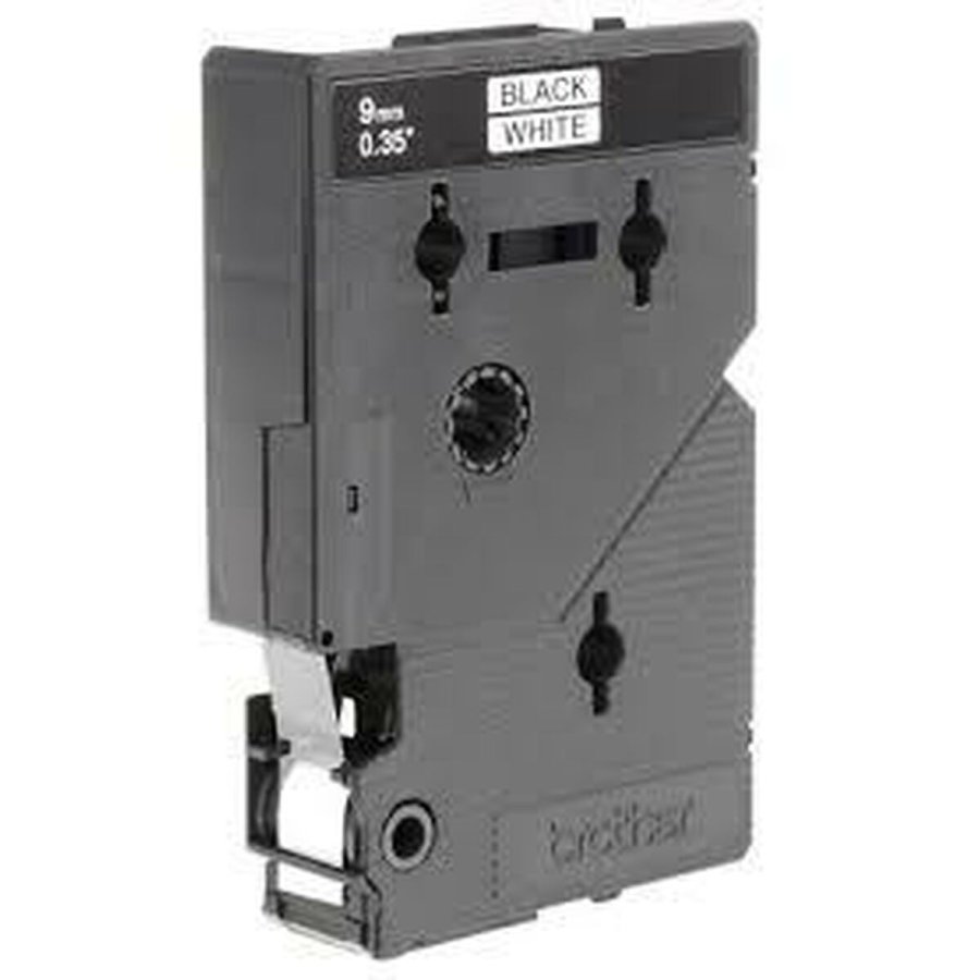 Lamineret tape til m�rkningsmaskiner Brother Cinta laminada 9mm Sort Sort/Hvid #1