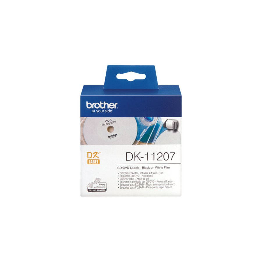 Printer labels Brother DK-11207 CD/DVD  58 mm Sort/Hvid #1