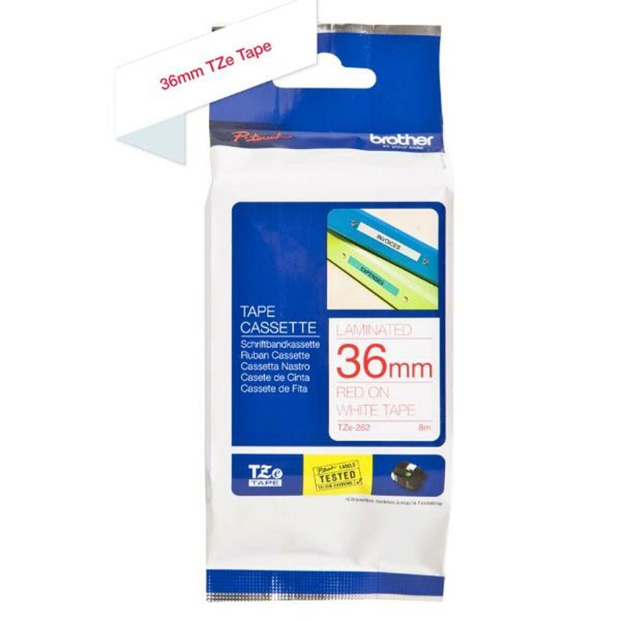 Lamineret tape til mrkningsmaskiner Brother TZe-262 Rojo/Blanco #2