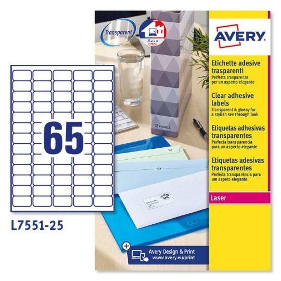 Selvklbende etiketter Avery Gennemsigtig 210 x 297 mm 38,1 x 21,2 mm #2