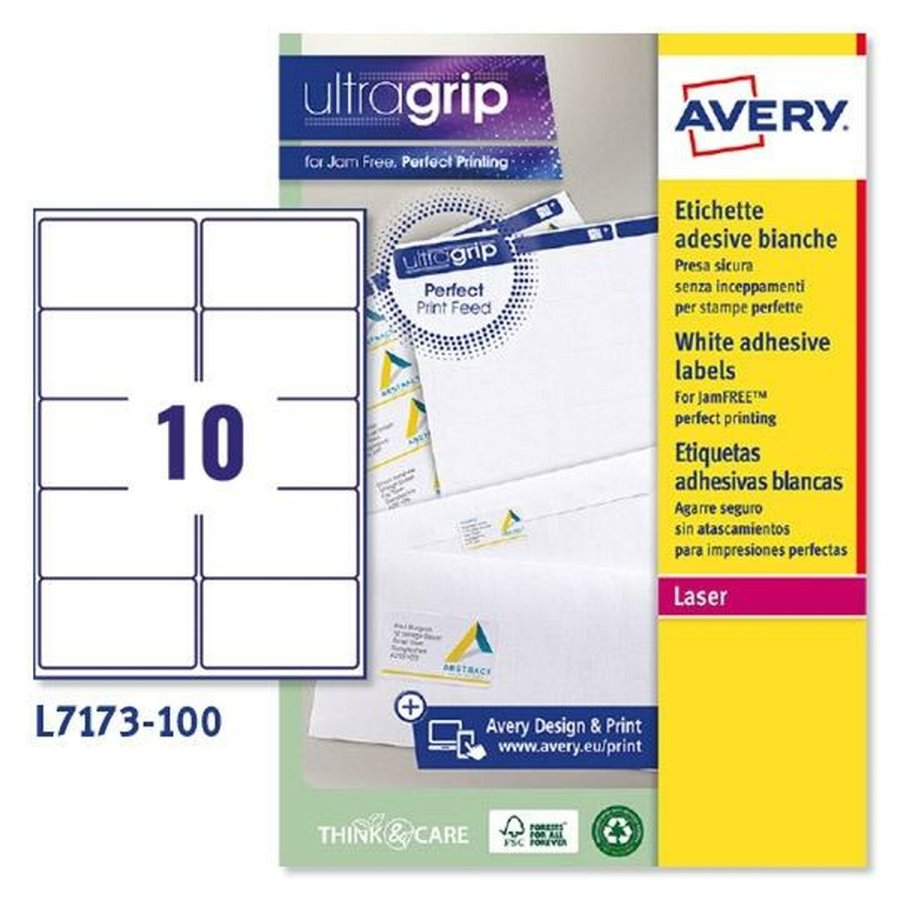 Printer labels Avery L7173 Hvid 100 Ark 99,1 x 57 mm (5 enheder) #2
