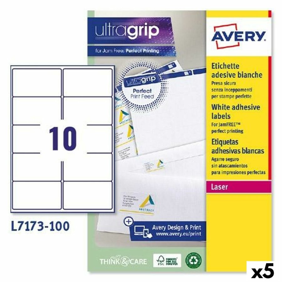 Printer labels Avery L7173 Hvid 100 Ark 99,1 x 57 mm (5 enheder) #1
