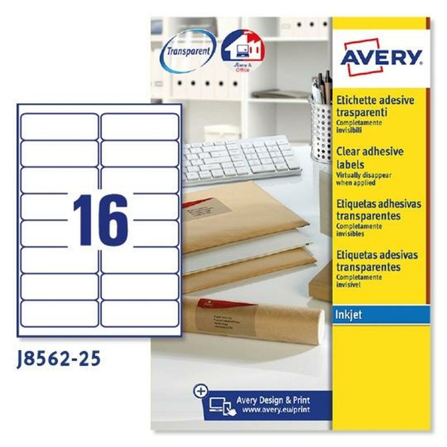 Printer labels Avery J8562 25 Ark 99,1 x 33,9 mm Gennemsigtig (5 enheder) #2
