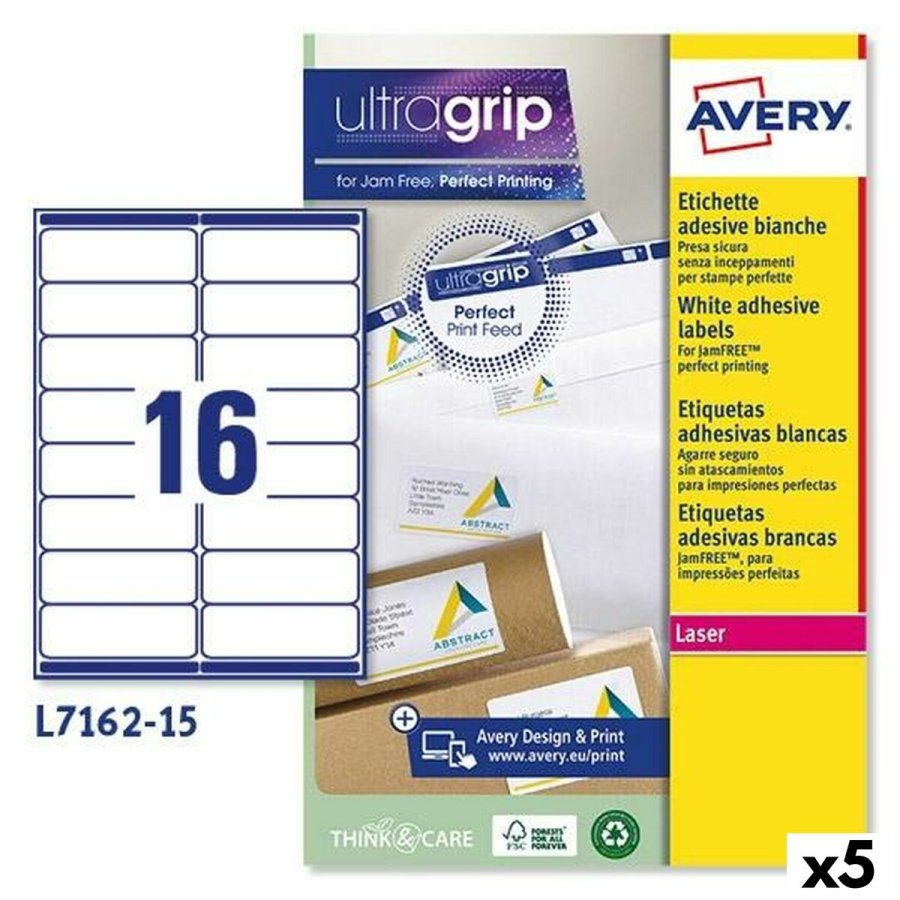 Printer labels Avery L7162 Hvid 15 Ark 99,1 x 33,9 mm (5 enheder) #1